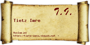 Tietz Imre névjegykártya